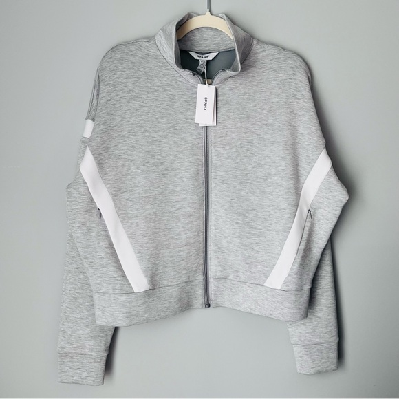 SPANX AirEssentials® Track Jacket | Lit Grey Heather | Size Large - Picture 2 of 5